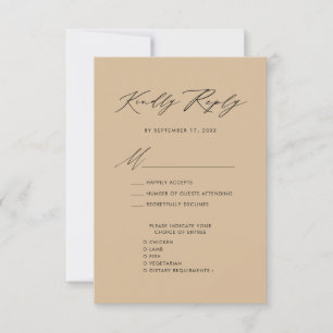 Modern Beige Elegant Script Simple Wedding RSVP Card