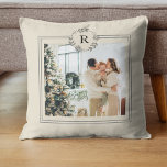 Modern Beige | Family Photo | Initial  Throw Pillo Cushion<br><div class="desc">Modern Beige | Family Photo | Initial</div>