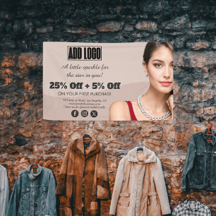 Modern Beige Fashion Jewellery Business Logo Banner