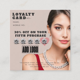 Modern Beige Fashion Jewellery Business Logo Loyalty Card