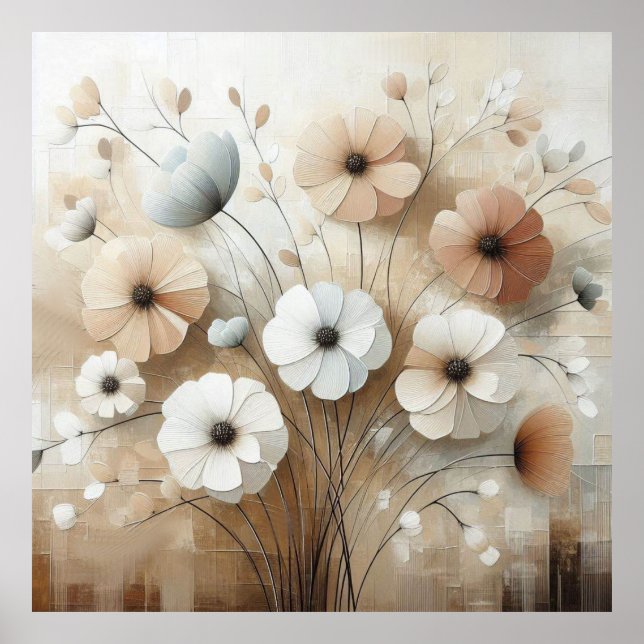 Modern Beige Flowers 25 Poster (Front)
