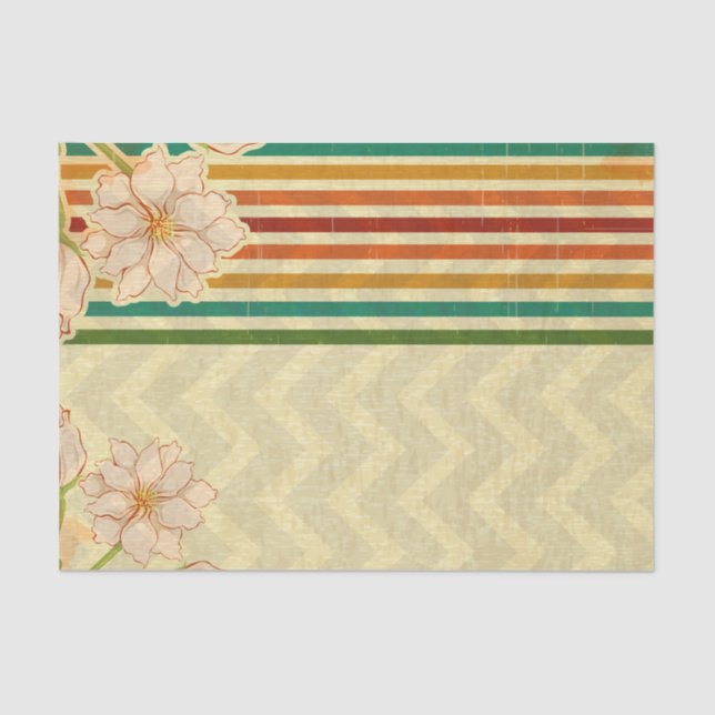 Modern Beige Flowers Tissue Paper (Front)