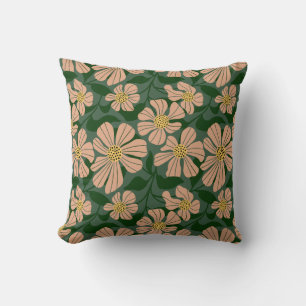 Modern beige flowers with green leaves cushion