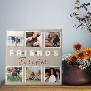Modern Beige Friends Forever Photo Collage Tile