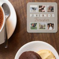 Modern Beige Friends Forever Postage Stamp Photo 