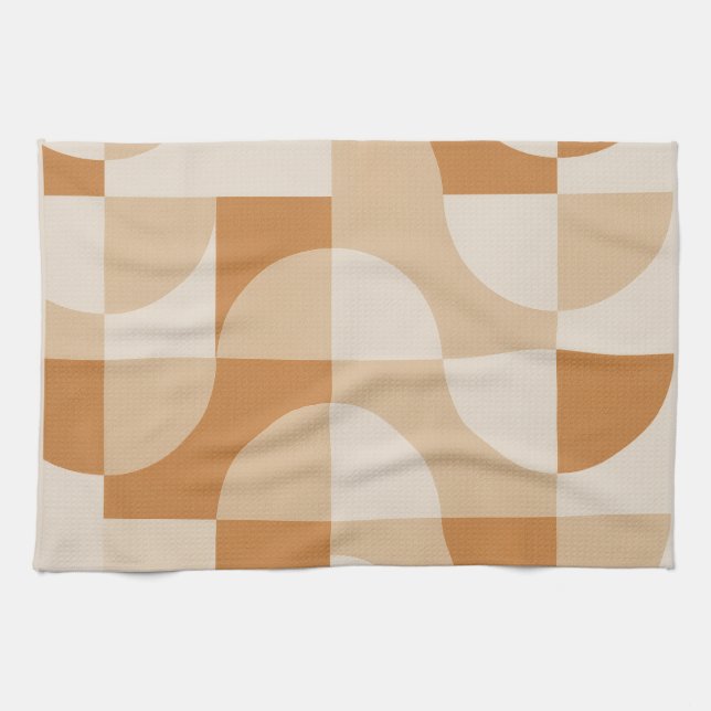 Modern Beige Geometric Minimalist Kitchen Towel (Horizontal)