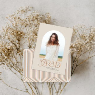 Modern beige geometric photo arch graduation announcement
