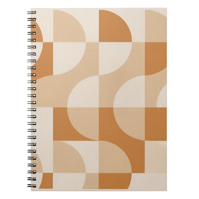 Modern Beige Geometric Spiral Notebook (Front)
