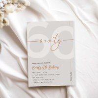Modern Beige & Gold 60th Birthday Invitation