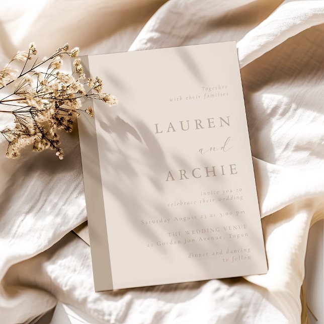 Modern Beige & Ivory Minimal Wedding Invitation (Creator Uploaded)