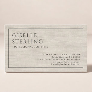 Modern Beige Linen Professional Luxury Minimalist  Business Card