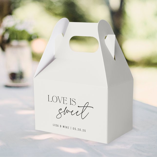 Modern Beige Love is Sweet Wedding Favour Box (Creator Uploaded)