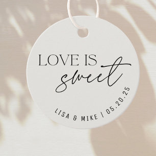 Modern Beige Love is Sweet Wedding Favour Tags