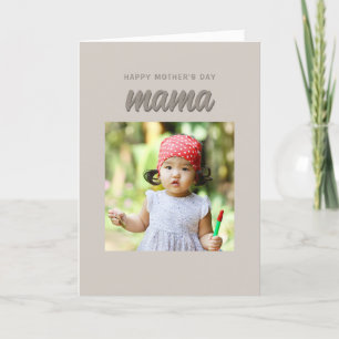 Modern Beige Mama Kids Photo Mother's Day Holiday Card