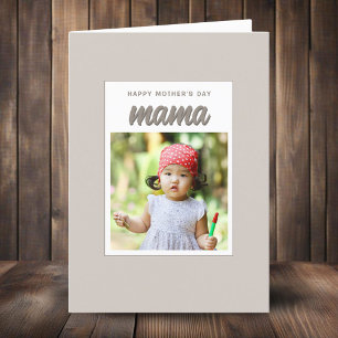 Modern Beige Mama Kids Photo Mother's Day Holiday Card