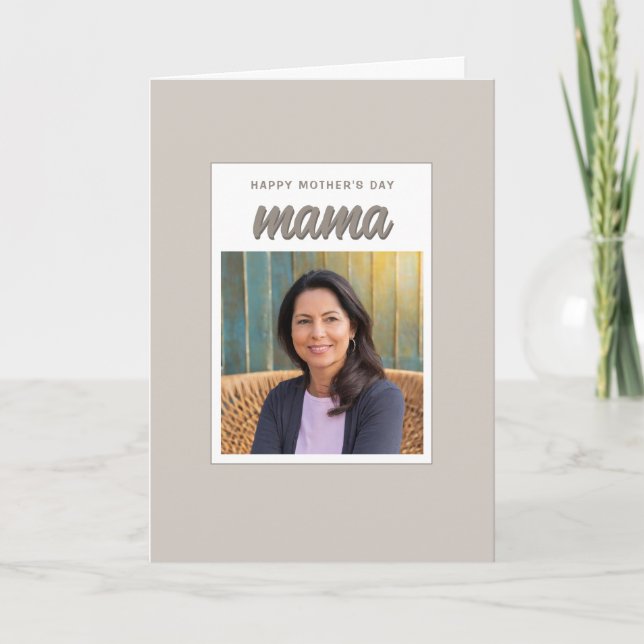 Modern Beige Mama Kids Photo Mother's Day  Holiday Card (Front)