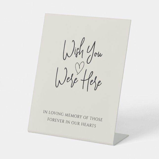 Modern Beige Memorial In Loving Memory Wedding Pedestal Sign (Front)