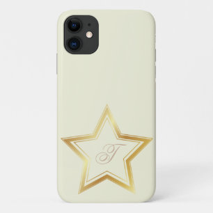 Modern Beige Minimal Gold Star Monogram Case-Mate iPhone Case