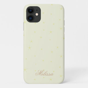 Modern Beige Minimal Gold Star Script Personalize  Case-Mate iPhone Case