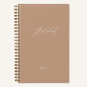 Modern Beige Minimal Script Elegant Custom Notebook