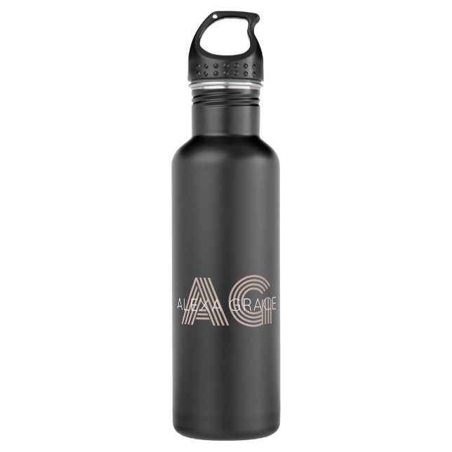 Modern Beige Monogram 710 Ml Water Bottle (Front)