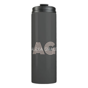 Modern Beige Monogram Thermal Tumbler