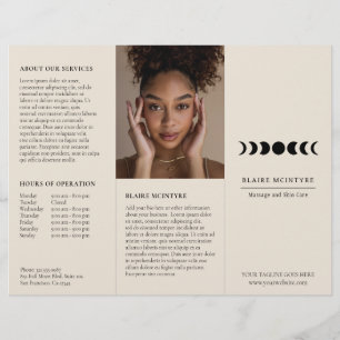 Modern Beige Moon Phases Elegant Tri-fold Brochure