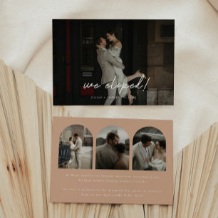 Modern Beige Multi Photo Arch Wedding Elopement Announcement