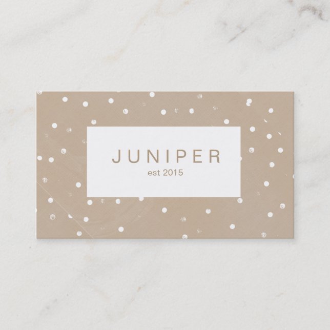 Modern Beige Natural Polka Dots Business Card (Front)