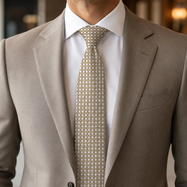 Modern Beige Octagon Pattern Tie (Creator Uploaded)