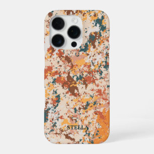 Modern Beige Orange Camo Army Personalised iPhone 16 Pro Case