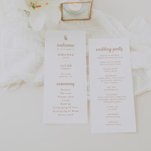 Modern Beige Palm Leaf Summer Wedding Programme