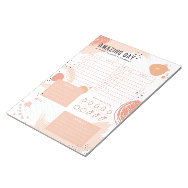 Modern Beige-Peach Daily Planner Notepad (Angled)