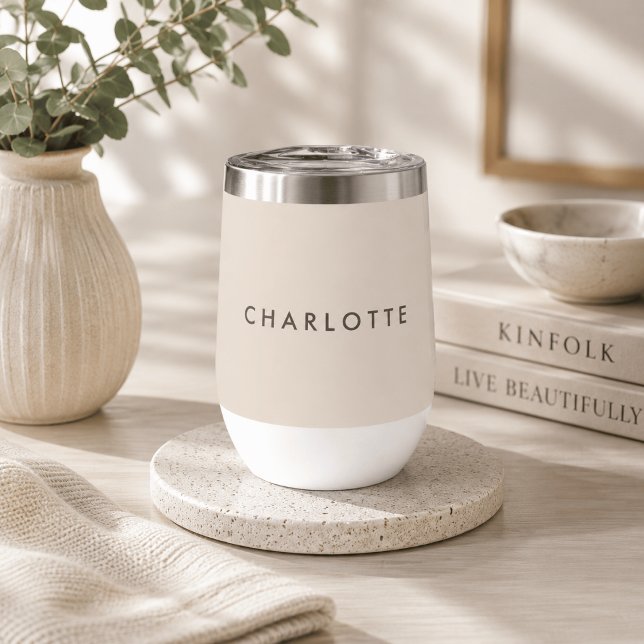 Modern Beige Personalised Wine Tumbler (Creator Uploaded)