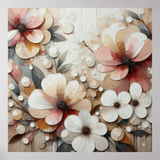 Modern Beige-Pink Flowers 28 Poster