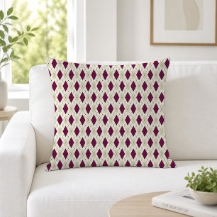 Modern Beige Purple Argyle Geometric Cushion