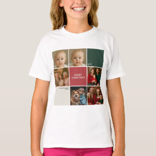 Modern beige Sage RED collage Christmas family T-Shirt