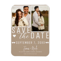 Modern Beige Save the Date 2 Photo Wedding