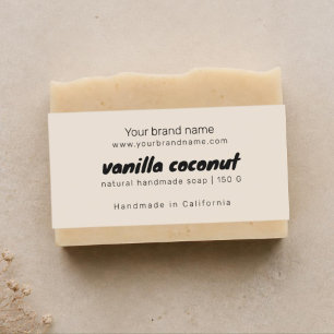 Modern beige soap packaging ingredients label