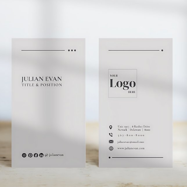 Modern Beige Social Media Neutral Business Card (Creator Uploaded)