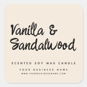 Modern beige soy candle label