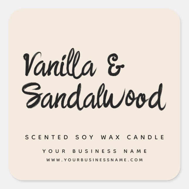 Modern beige soy candle label (Front)