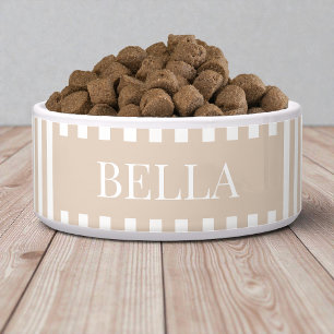 Modern Beige Stripes Pattern Personalized Dog Pet