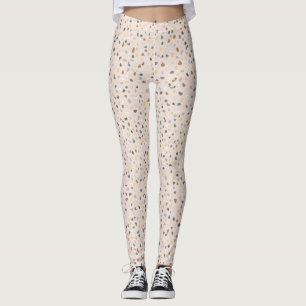 Modern Beige Terrazzo Pattern Leggings