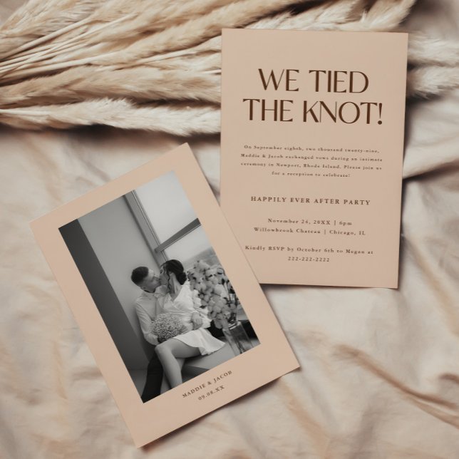 Modern Beige Wedding Elopement & Reception Party Invitation (Creator Uploaded)