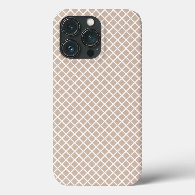 Modern beige white plaid diamond grid pattern iPho Case-Mate iPhone Case (Back)