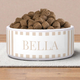 Modern Beige White Stripes Pattern Minimal Dog Pet