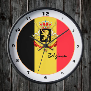 Modern Belgian Flag & Belgium trendy Home / design Round Clock