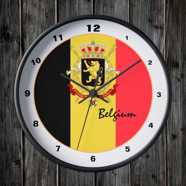 Modern Belgian Flag & Belgium trendy Home / design Round Clock (Creator Uploaded)
