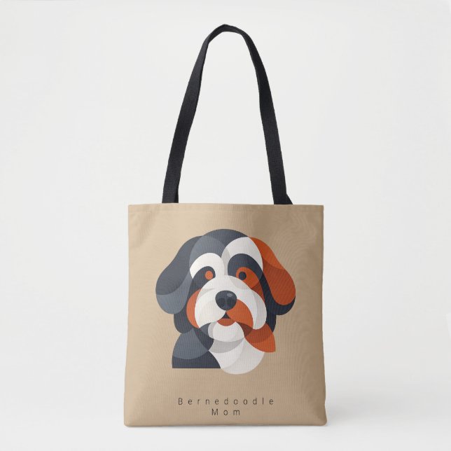 Modern Bernedoodle Mom Tote Bag - Geometric Tri-Co (Front)